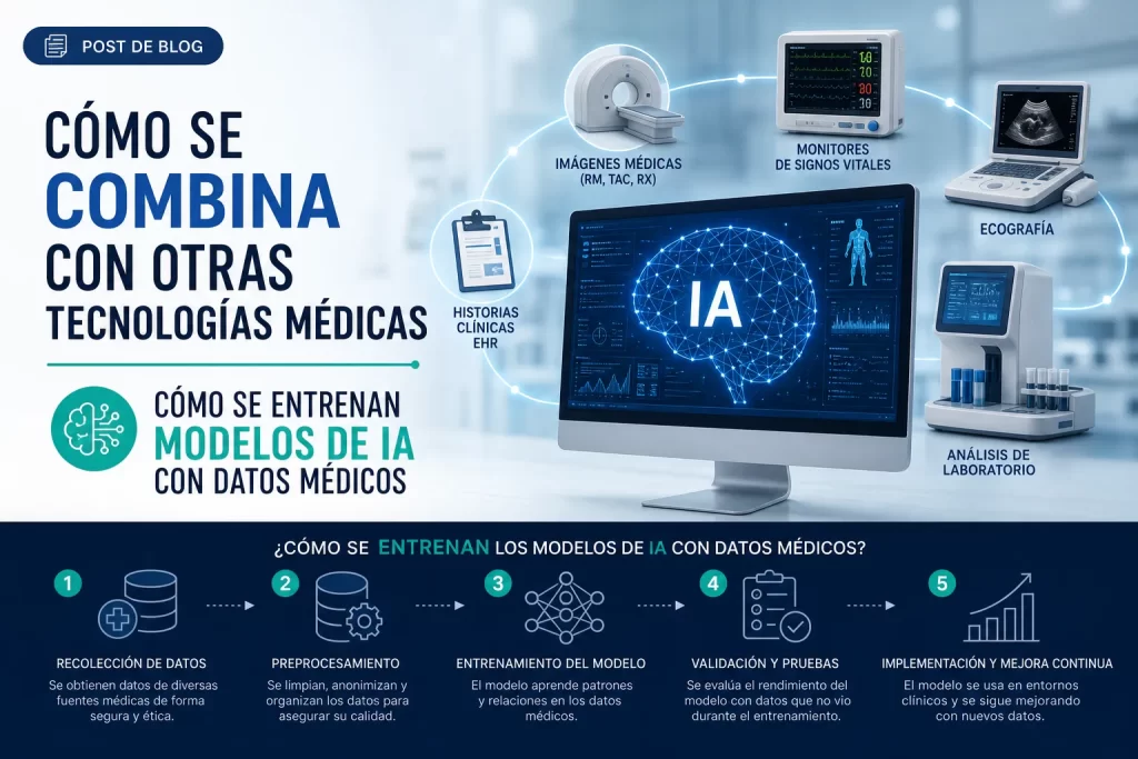 cómo se combina con otras tecnologías médicas Cómo se entrenan modelos de IA con datos médicos