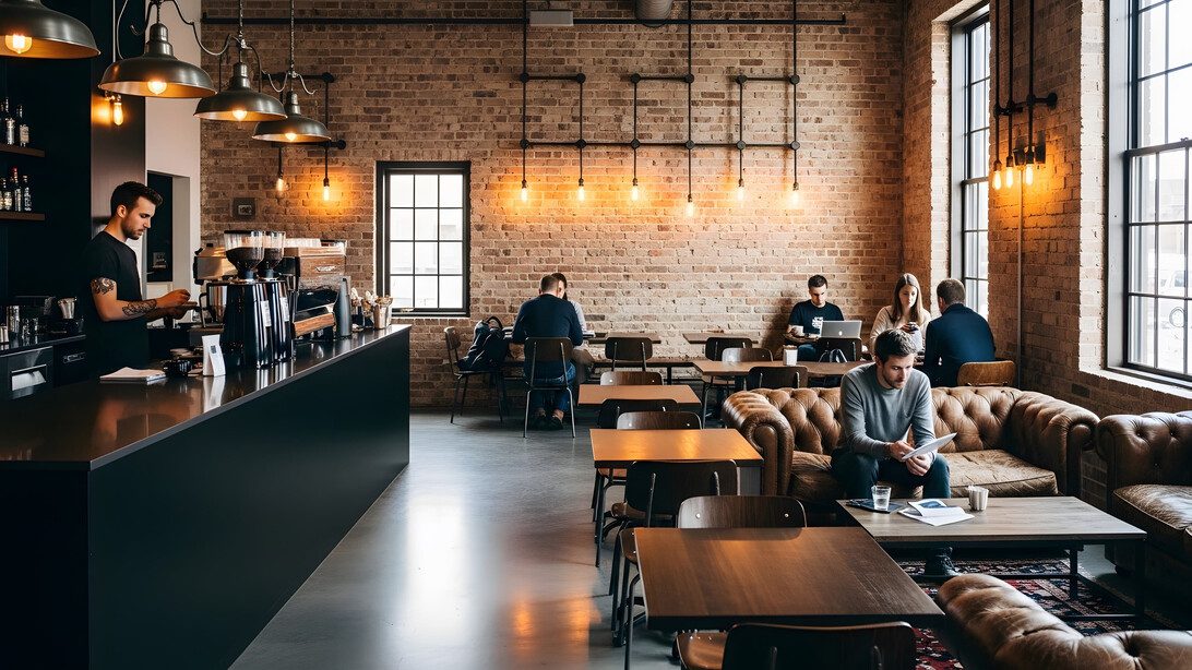 Group of business people having a meeting in a modern coffee shop - i-Healthcare