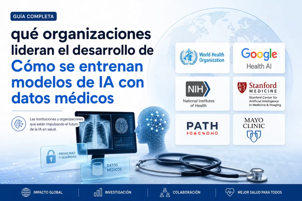 qué organizaciones lideran el desarrollo de Cómo se entrenan modelos de IA con datos médicos