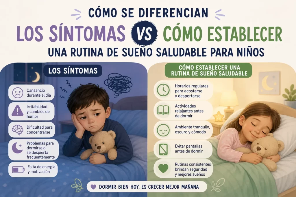 cómo se diferencian los síntomas de Cómo establecer una rutina de sueño saludable para niños