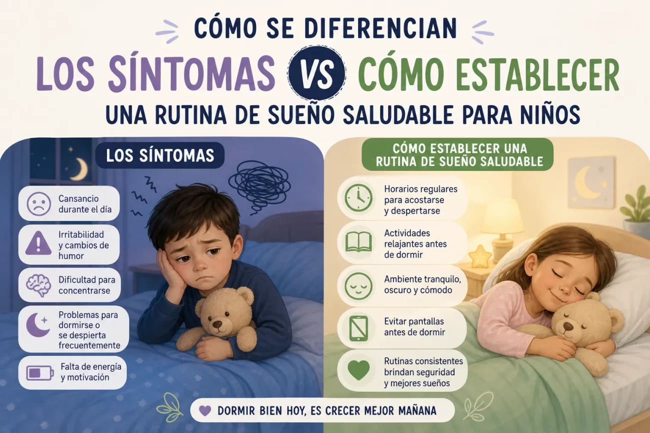 cómo se diferencian los síntomas de Cómo establecer una rutina de sueño saludable para niños